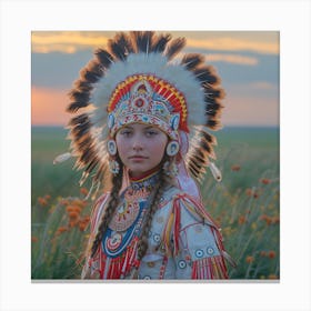 Native American Girl In Traditional Dress Canvas Print