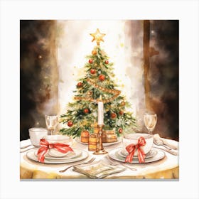 Christmas Table Setting Canvas Print