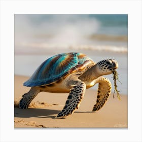 Turtle On The Beach 1 Canvas Print