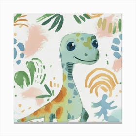 Cute Muted Pastels Compsognathus Dinosaur  2 Canvas Print