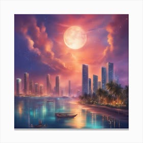 Miami At Night Canvas Print