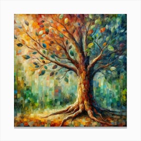 Textured trunk Tree branches with leaves Canvas Print