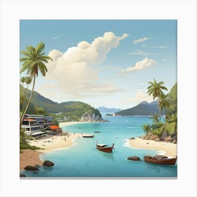 Phuket Thailand Flat Illustration 3 Art Print 2 Canvas Print