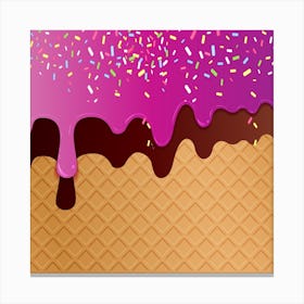 Ice Cream Waffle Vector 2 Canvas Print