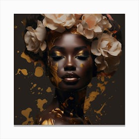 Black Beauty With Gold Paint Canvas Print