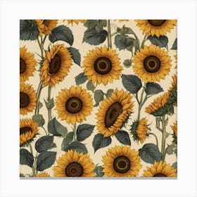 Default Default Retro Vintage Sunflower For Defferent Seasons 0 Canvas Print