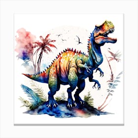 Vibrant Dinosaur On A Tropical Island Canvas Print