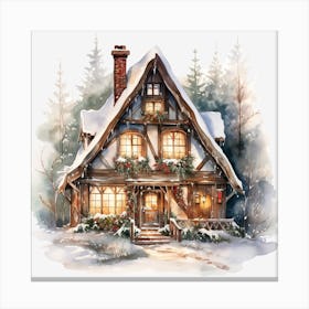 Christmas House In The Woods 4 Canvas Print