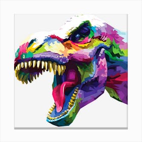 T Rex Colorful Tyrannosaurus Dinosaur Pop Art Canvas Print