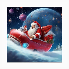 Santa Claus In Car Canvas Print