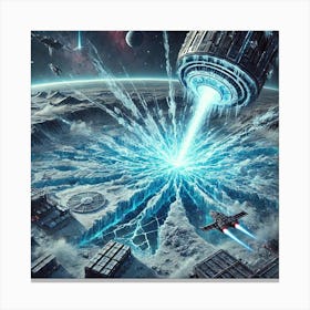 A Futuristic Sci Fi Scene Illustrating The Frozen Canvas Print