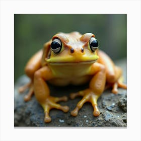 A Charming Golden Toad Perched On A Rock 1 Canvas Print