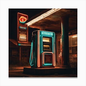 Gas Station At Night Canvas Print
