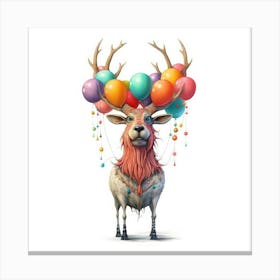 Deer With Balloons 5 Canvas Print