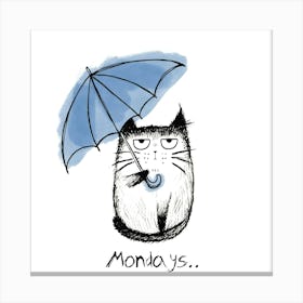 Mondays Cat Canvas Print