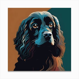 Attentive Cocker Spaniel Dog, Turquoise, Dark Honey and Burgundy Canvas Print