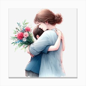 Mother Hugging Her Son Canvas Print