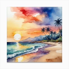 Sunset Watercolor Painting 1 Canvas Print