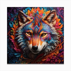 Dreamshaper V7 A Psychedelic Representation Of A Wolfs Face Wi 0 Canvas Print