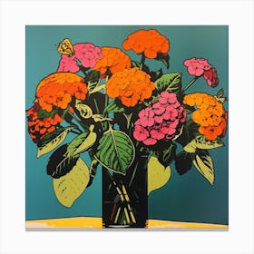 Lantana Pop Art Illustration Square Canvas Print