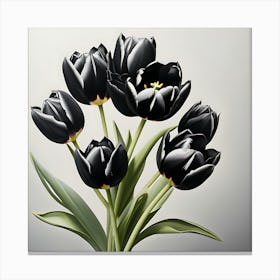 Black Tulips Flowers Background Canvas Print