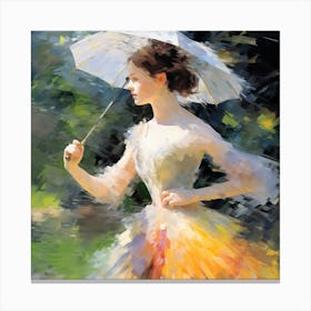 Girl With An Umbrella Canvas Print
