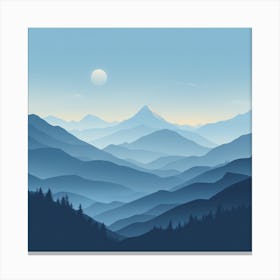 Misty mountains background in blue tone 73 Canvas Print