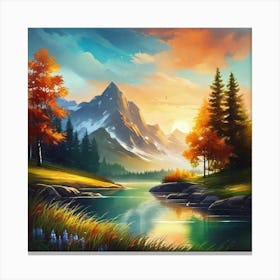 Sunset By The Lake 42 Canvas Print