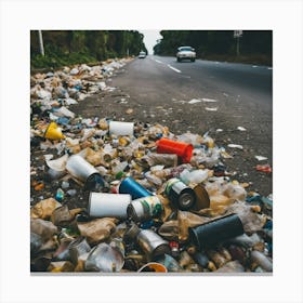 Trash On The Road Canvas Print