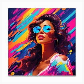 Psychedelic Girl With Sunglasses Canvas Print