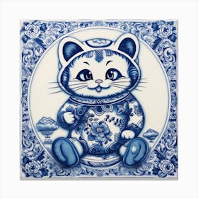 Doraemon Cartoon Delft Tile Illustration 3 Canvas Print