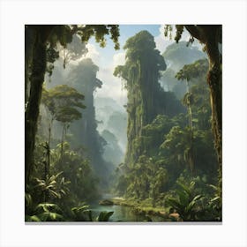 Jungle River paintings art print Canvas Print