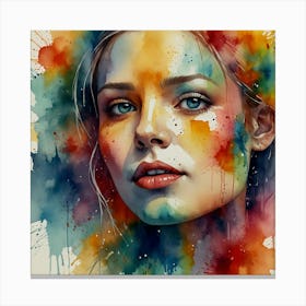 Watercolor Of A Girl 12 Canvas Print