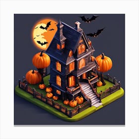 Isometric Halloween House Canvas Print