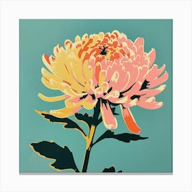 Chrysanthemum 3 Square Flower Illustration Canvas Print