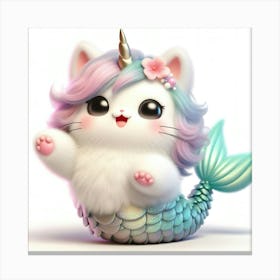 Cute Mermaid Caticorn Canvas Print