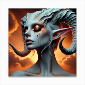 Demon Girl With Horns 2 Canvas Print