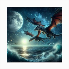 Dragons In The Sea Canvas Print
