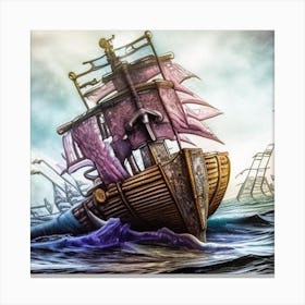 Pirate Ship In The Ocean Canvas Print