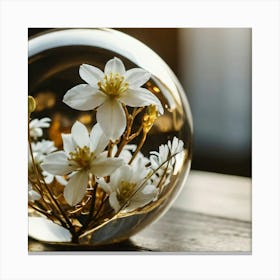 White Flowers In A Glass Ball 4 Canvas Print
