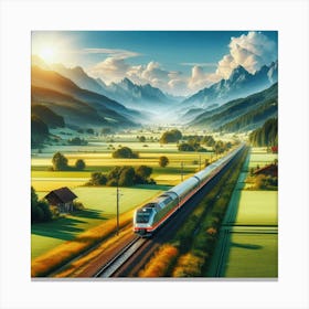 Train In The Countryside Canvas Print