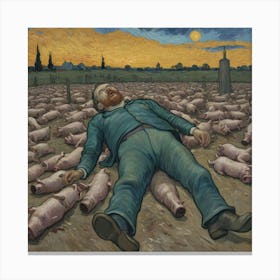 The Squealing Dusk: Whiskey Dreams and Madness Pigs Canvas Print