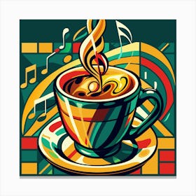 Coffee Cup With Music Notes 1 Canvas Print