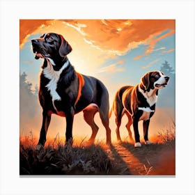 Bernese Mountain Dogs Canvas Print