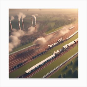 Train Tracks With Smoke 2 Canvas Print