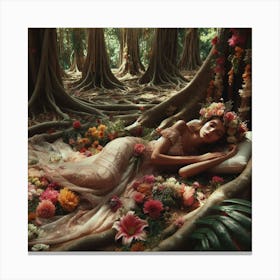 Girl In A Forest Canvas Print