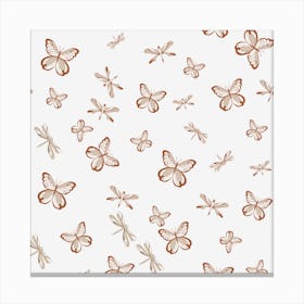 Butterflies Pink Pattern Canvas Print