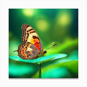 Butterfly On A Leaf Canvas Print