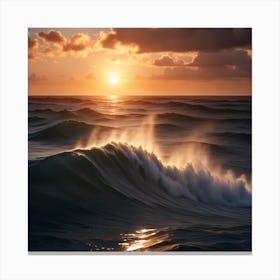 Sunset Over The Ocean Scene Canvas Print