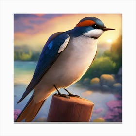 Cartoon Sally The Smiling Swallow Canvas Print